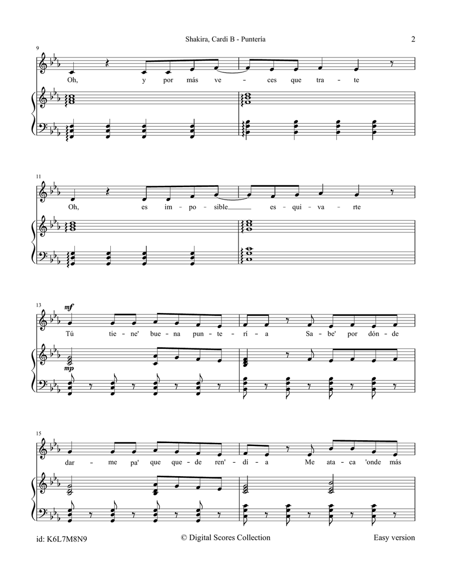 Punteria Piano, Vocal scores gallery preview page 2
