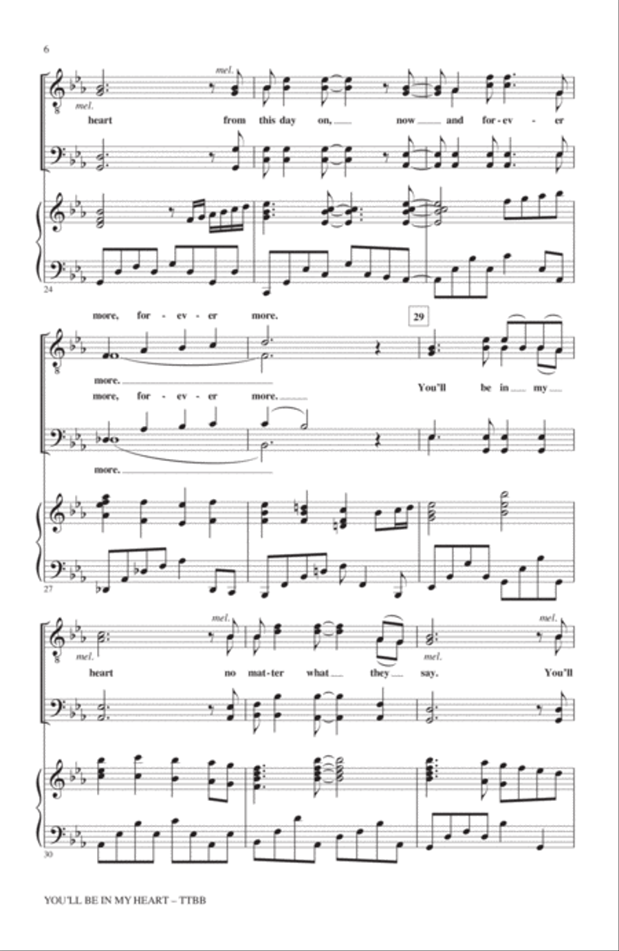 You'll Be In My Heart (from Tarzan) (arr. Mac Huff) TTBB scores gallery preview page 4