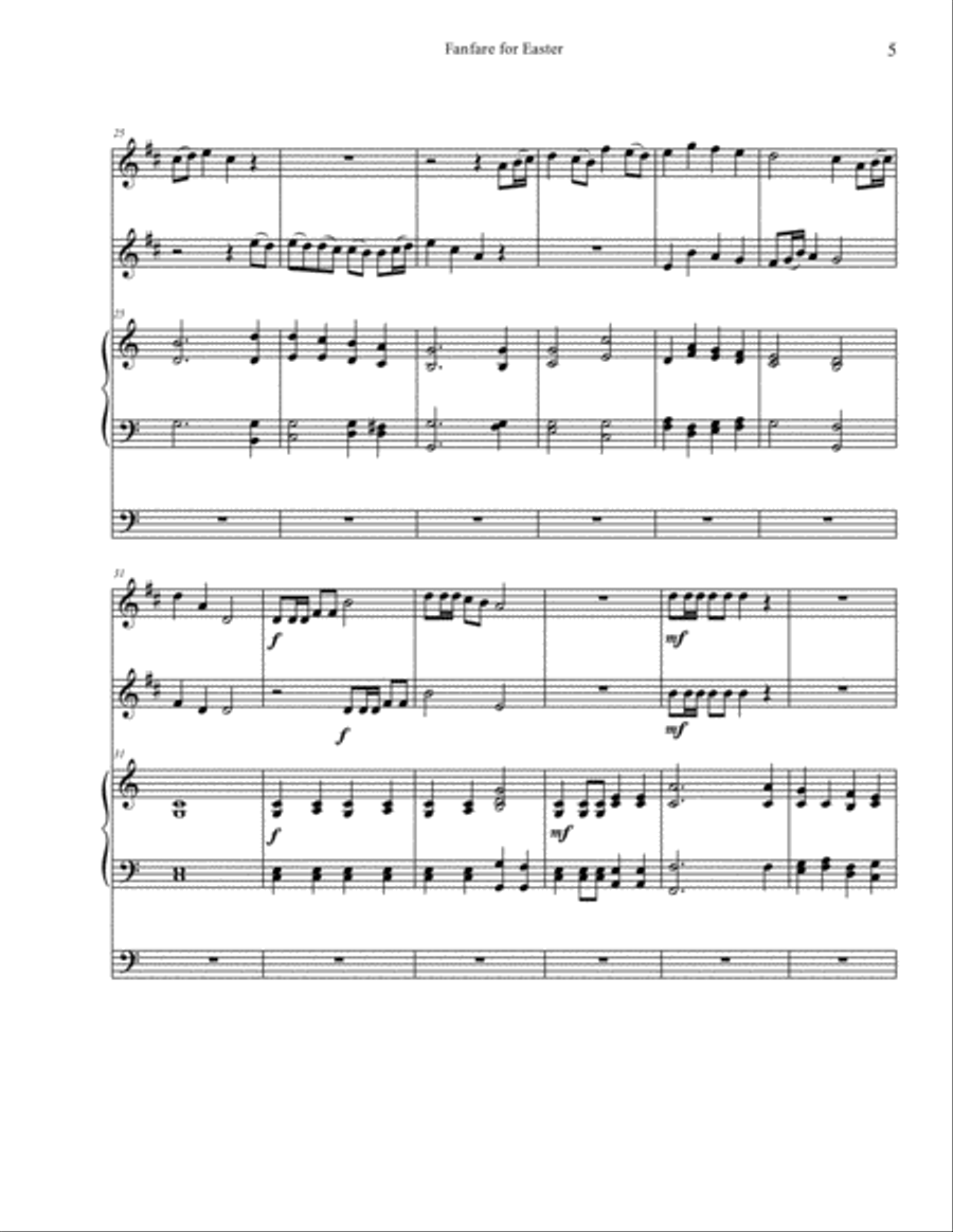 Fanfare for Easter for Trumpet Duet and Organ Trumpet Duet scores gallery preview page 5