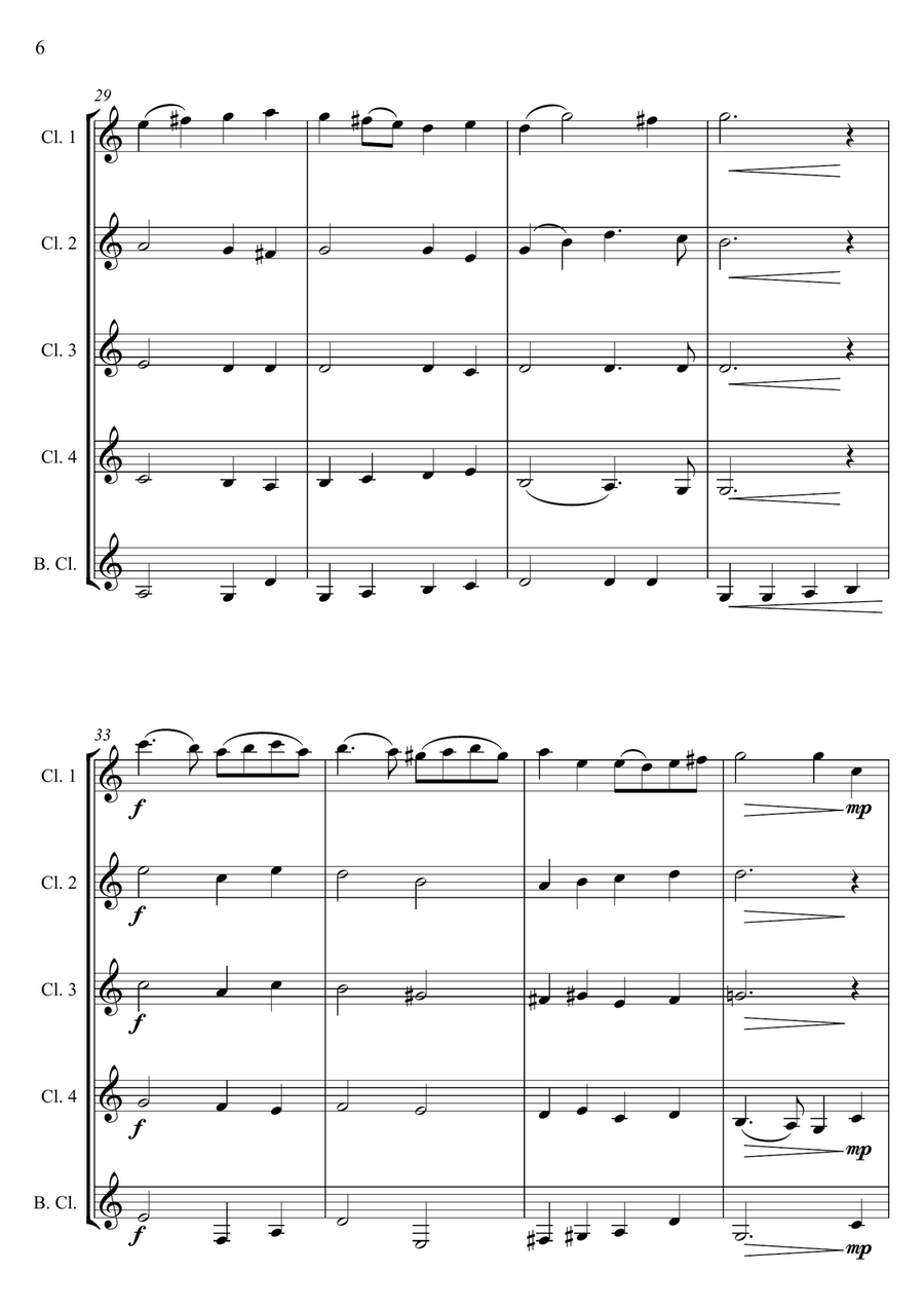 O Come, All Ye Faithful - Traditional Arrangement for Clarinet Quintet/Choir Choir scores gallery preview page 6