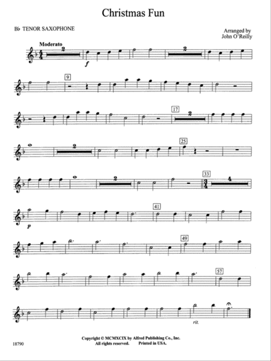 Christmas Fun: B-flat Tenor Saxophone Concert Band scores gallery preview page 1