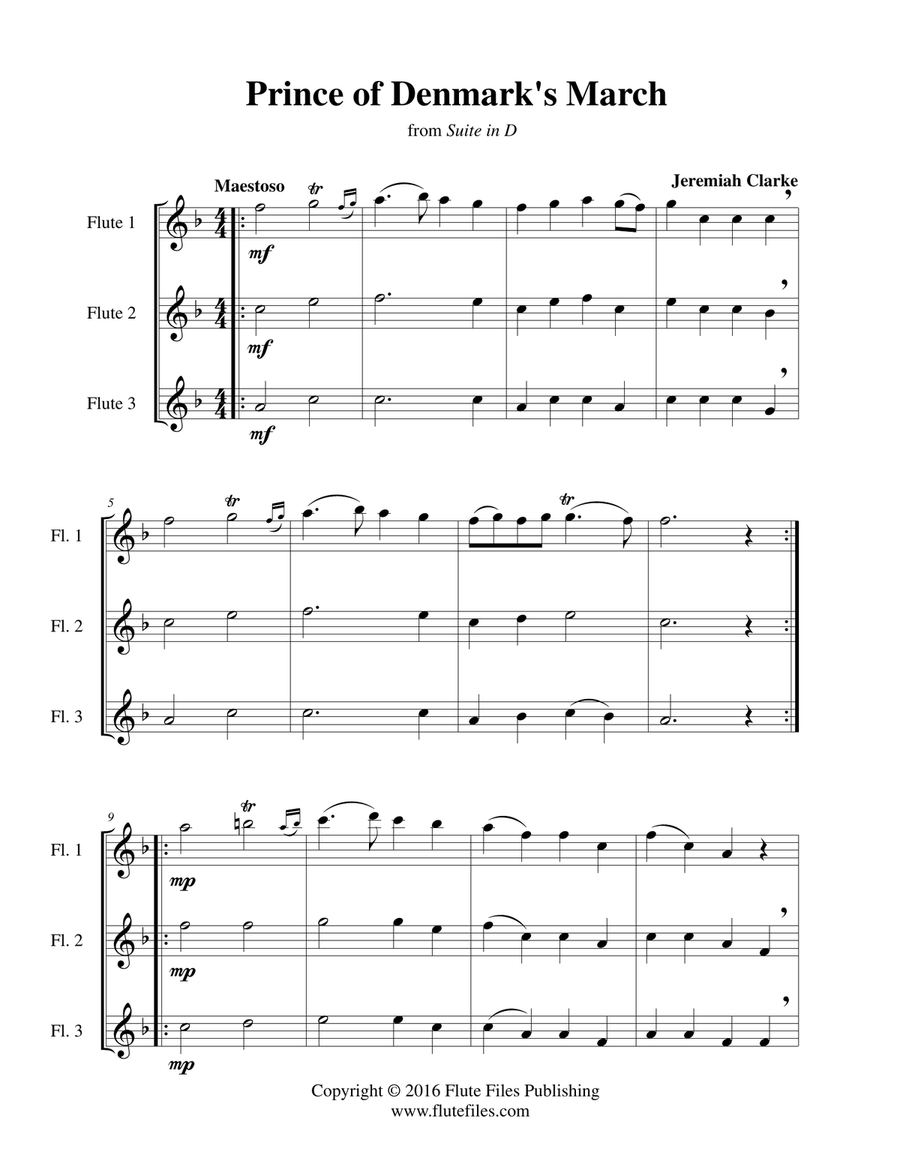 Prince of Denmark’s March - Flute Trio Flute Trio scores gallery preview page 3