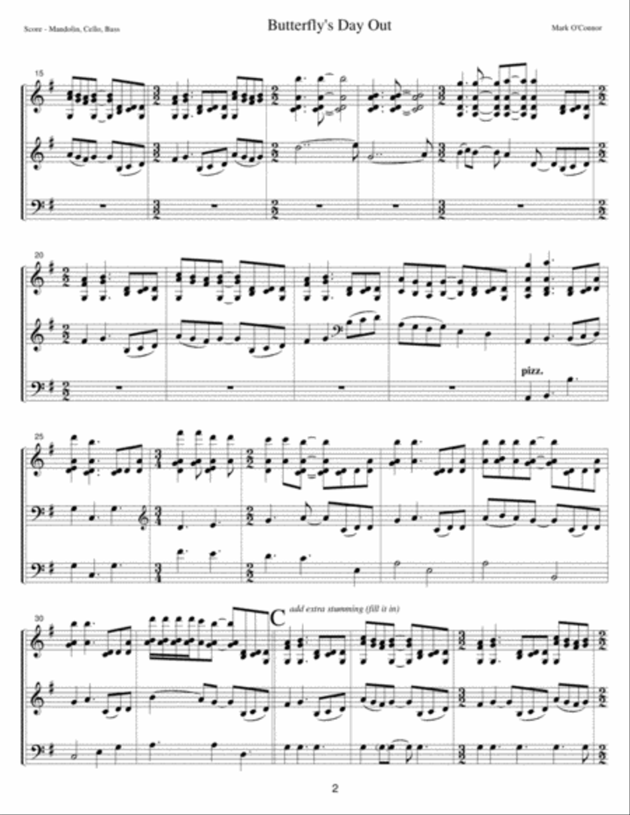 Butterfly's Day Out (score - mandolin/misc. instr., cel, bs) String Trio scores gallery preview page 5