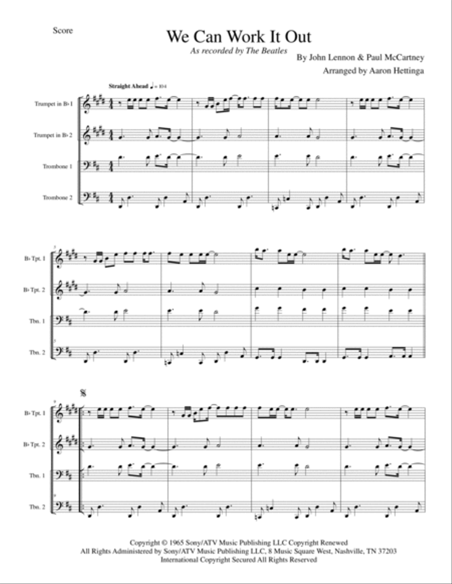 We Can Work It Out Brass Ensemble scores gallery preview page 3