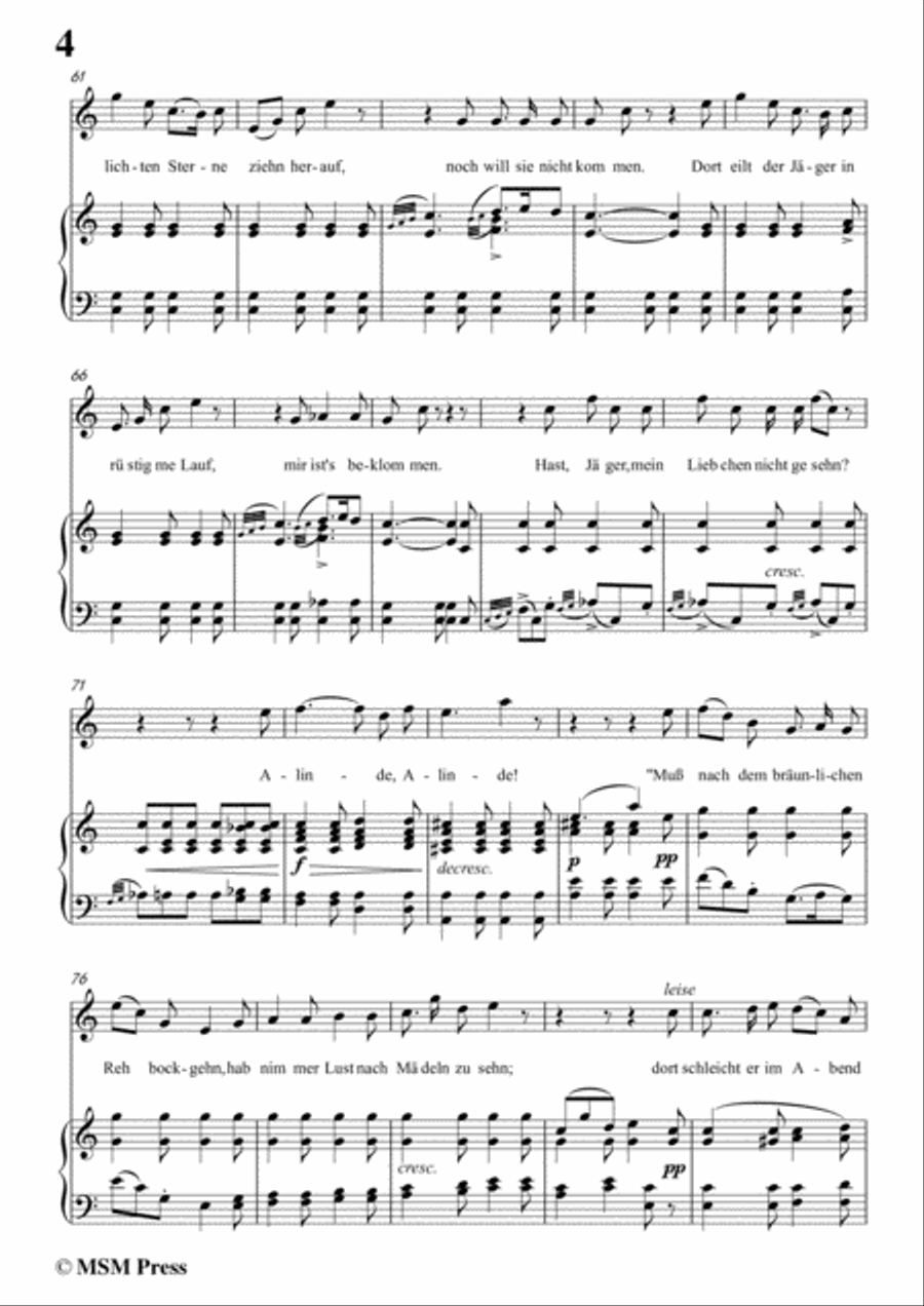 Schubert-Alinde,in C Major,Op.81,No.1,for Voice and Piano Voice Solo scores gallery preview page 6