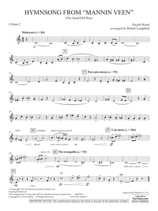 Hymnsong from "Mannin Veen" (arr. Robert Longfield) - F Horn 2