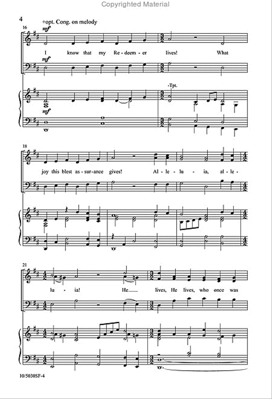 My Redeemer Lives! Alleluia! 3-Part scores gallery preview page 4