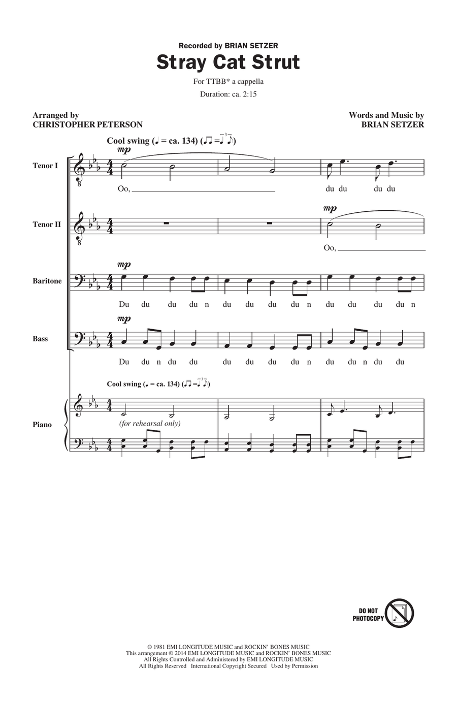 Stray Cat Strut TTBB scores gallery preview page 1