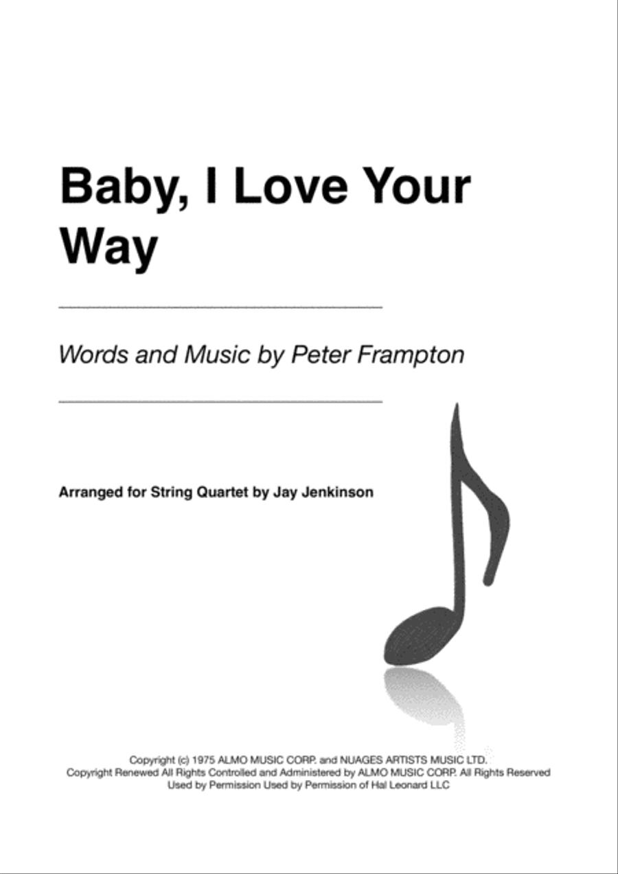 Baby, I Love Your Way String Quartet scores gallery preview page 1