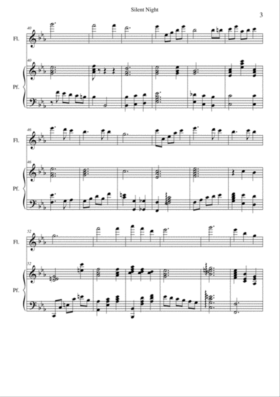 Silent Night. Flute and piano Flute Solo scores gallery preview page 3