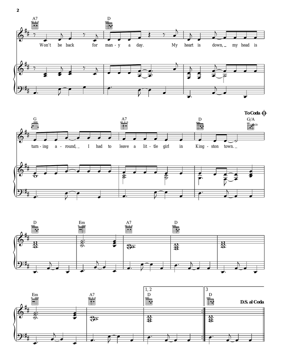 Jamaica Farewell Acoustic Guitar scores gallery preview page 2