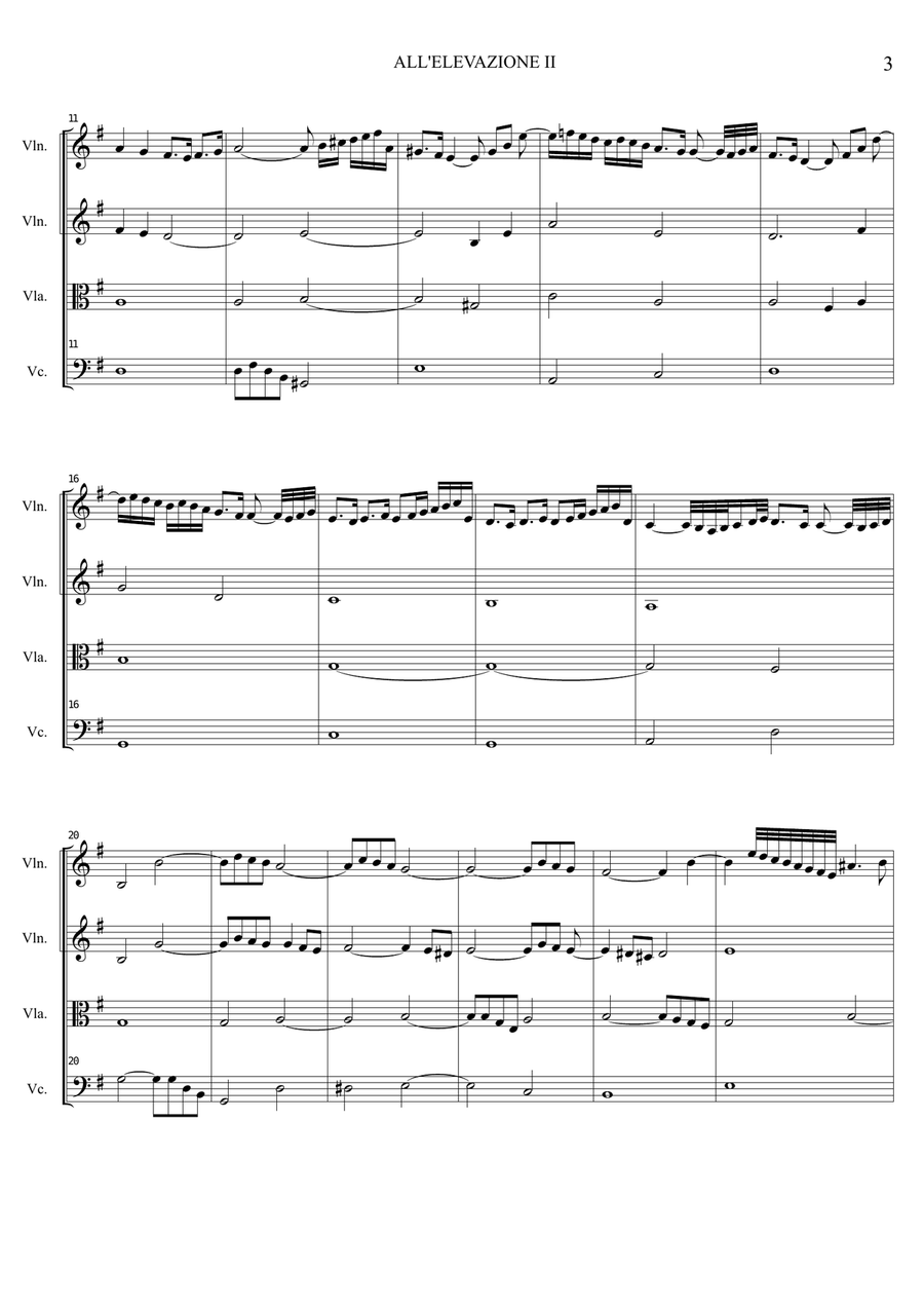 TOCCATA ALL'ELEVAZIONE II in C Maior - D. Zipoli - Arr. for String Quartet With parts String Quartet scores gallery preview page 3