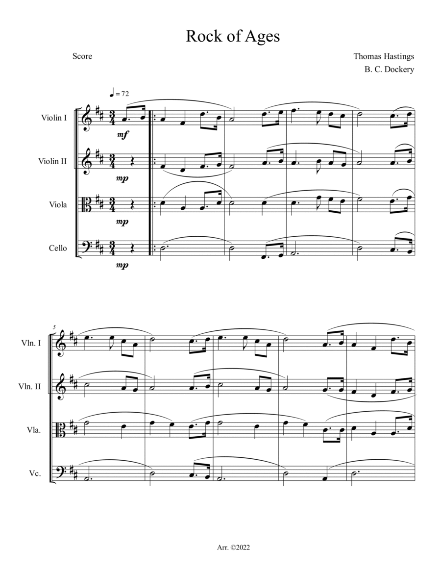 Rock of Ages (String Quartet) String Quartet scores gallery preview page 1