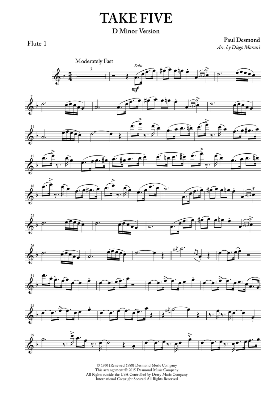 Take Five Woodwind Quartet scores gallery preview page 1