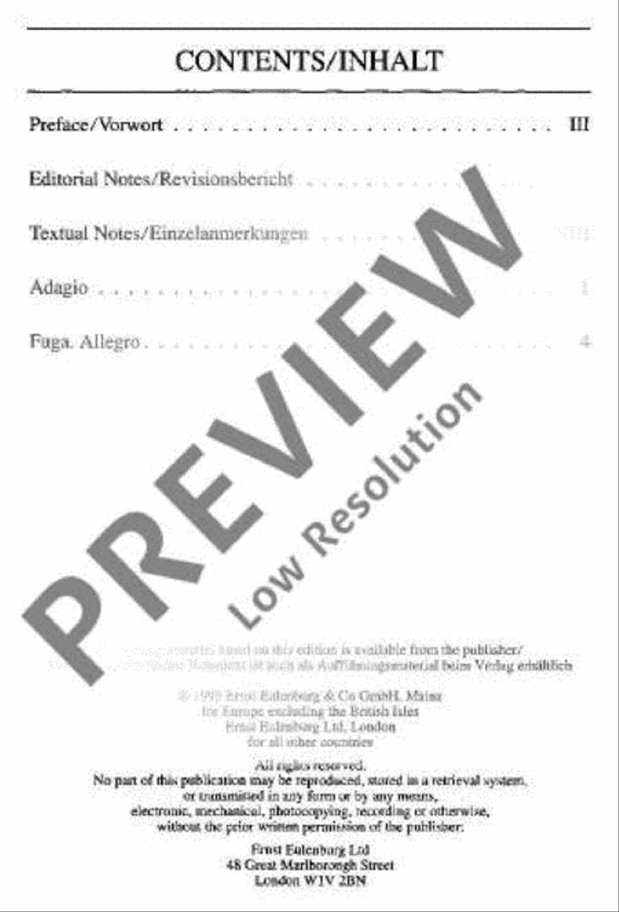 Adagio and Fugue C minor Miniature Score scores gallery preview page 3