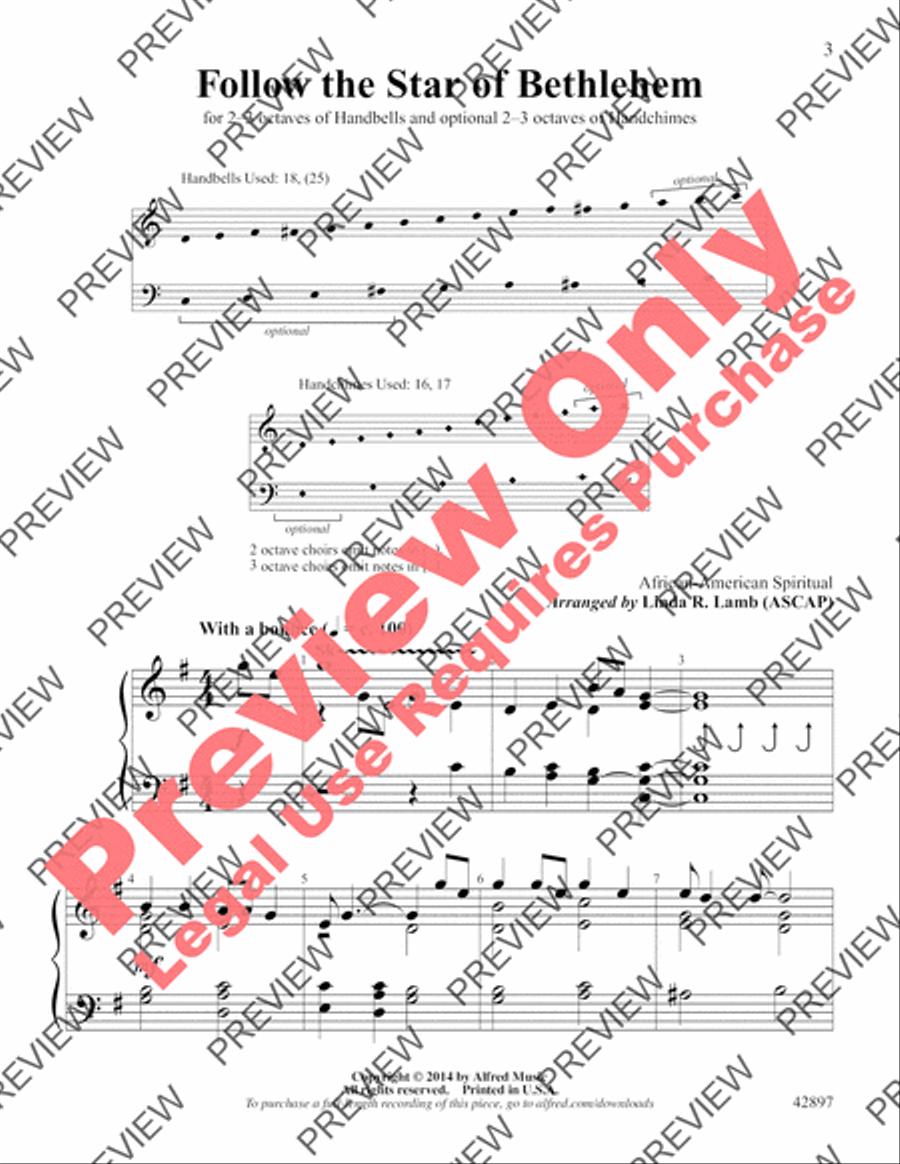 Follow the Star of Bethlehem Handbell Choir scores gallery preview page 3