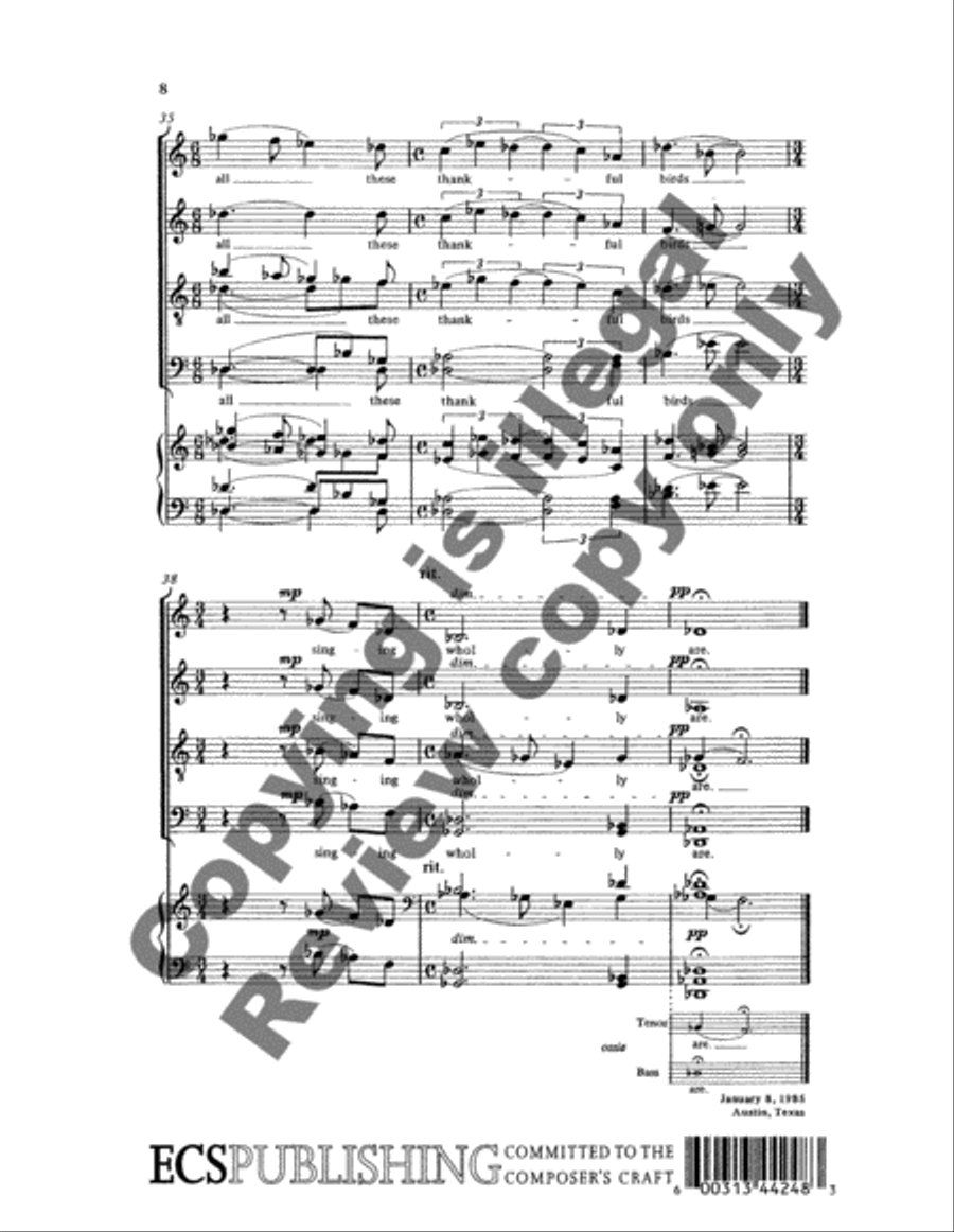 Four e.e. cummings poems: 4. without the mercy of your eyes 4-Part scores gallery preview page 8