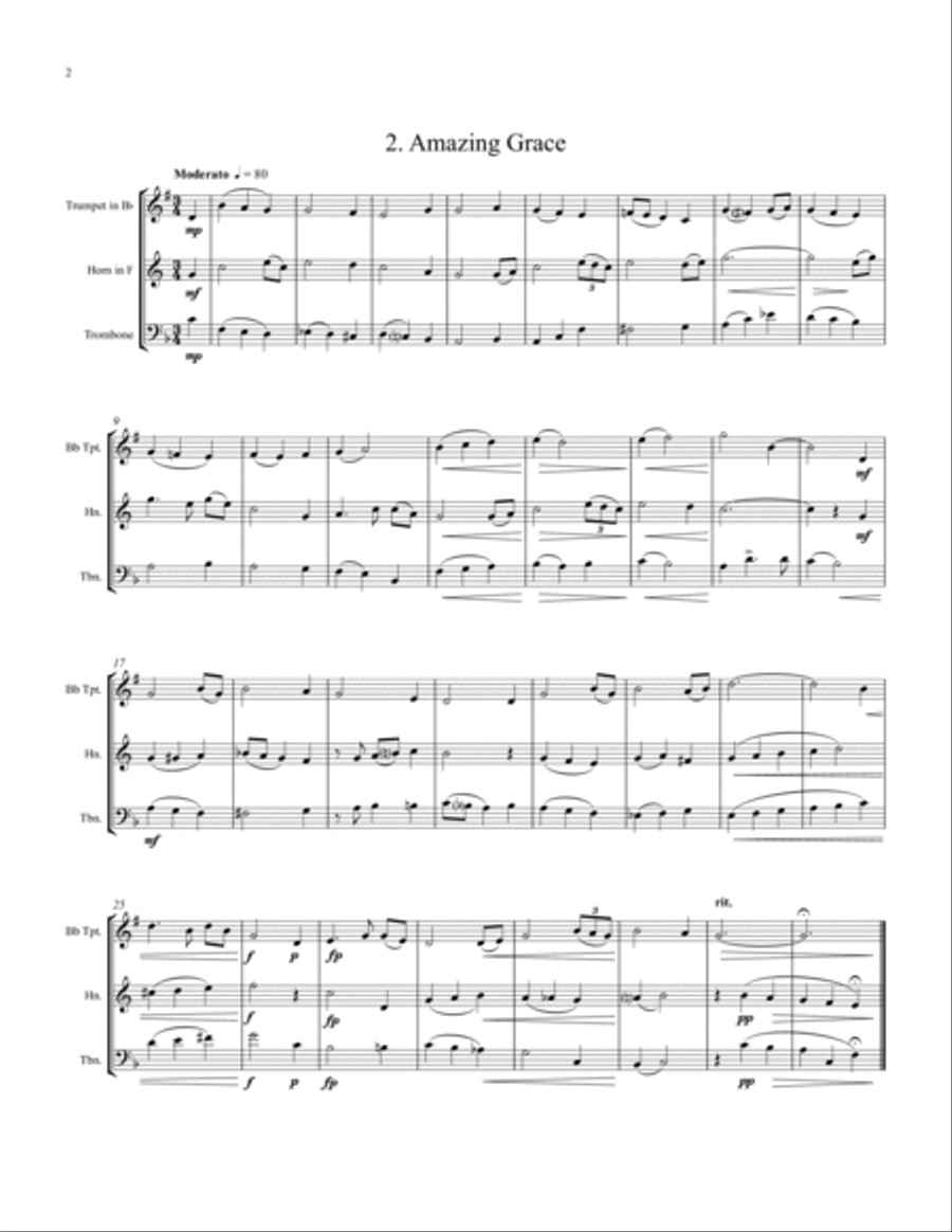 4 Favorite Hymns Brass Trio scores gallery preview page 3
