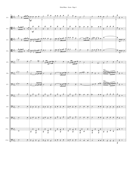 Dixie Blues for Trombone or Low Brass Duodectet (12 Part Ensemble) image number null