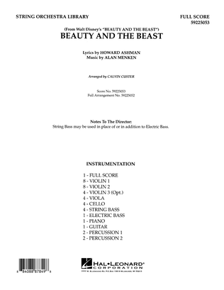 Book cover for Beauty and the Beast (arr. Calvin Custer) - Full Score