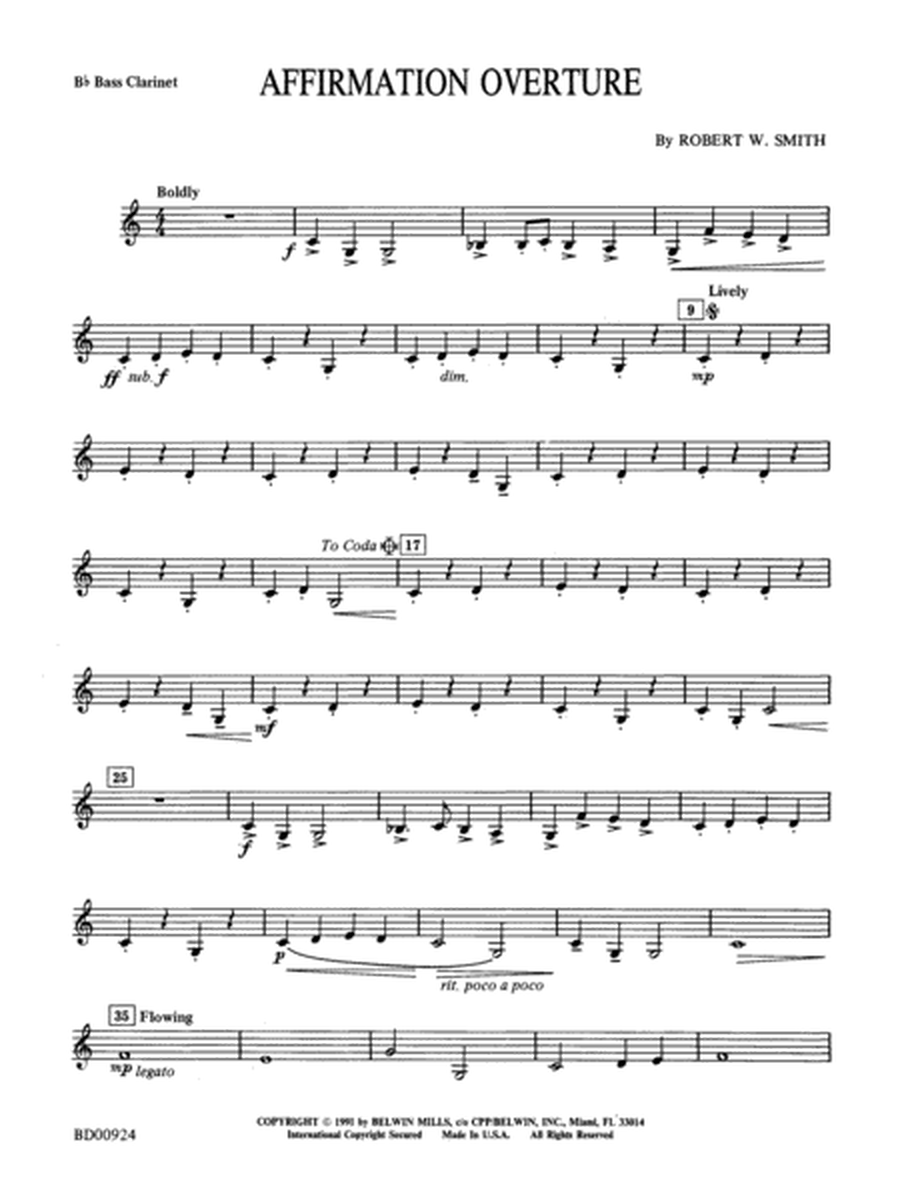 Affirmation Overture: B-flat Bass Clarinet
