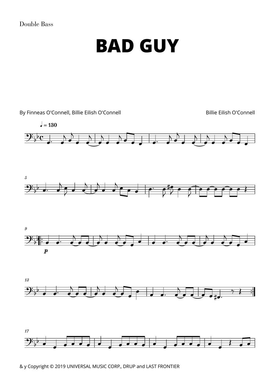 Bad Guy Double Bass scores gallery preview page 1