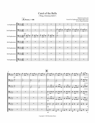 Carol of the Bells (F min) (Euphonium Septet - Bass Clef)