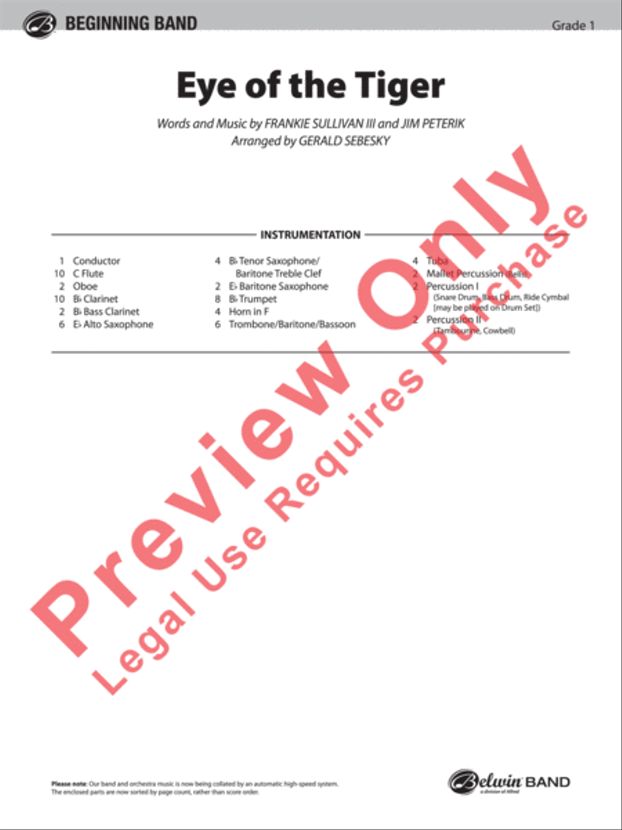 Eye of the Tiger Eye of the Tiger Concert Band scores gallery preview page 2
