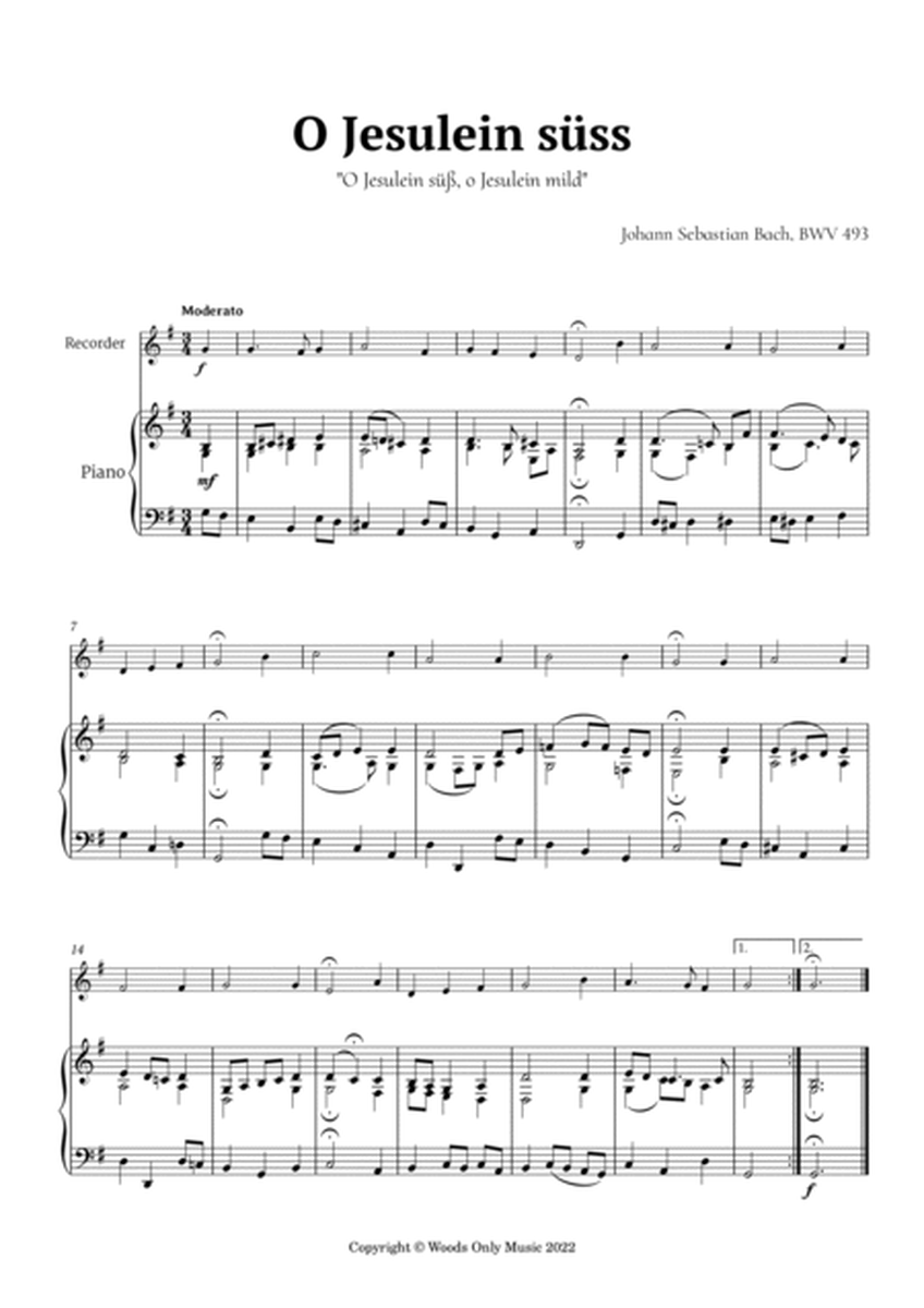 O Jesulein süss by Bach for Recorder and Piano image number null