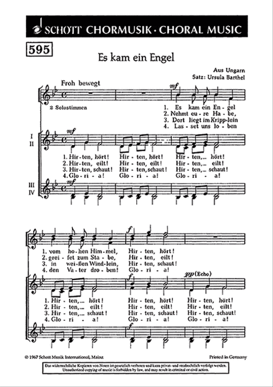 Es kam ein Engel vom hohen Himmel SSAA scores gallery preview page 1