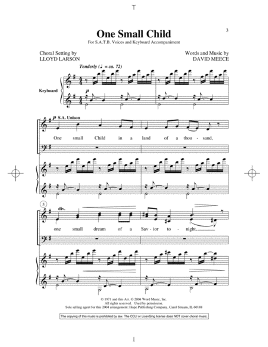 One Small Child 4-Part scores gallery preview page 2