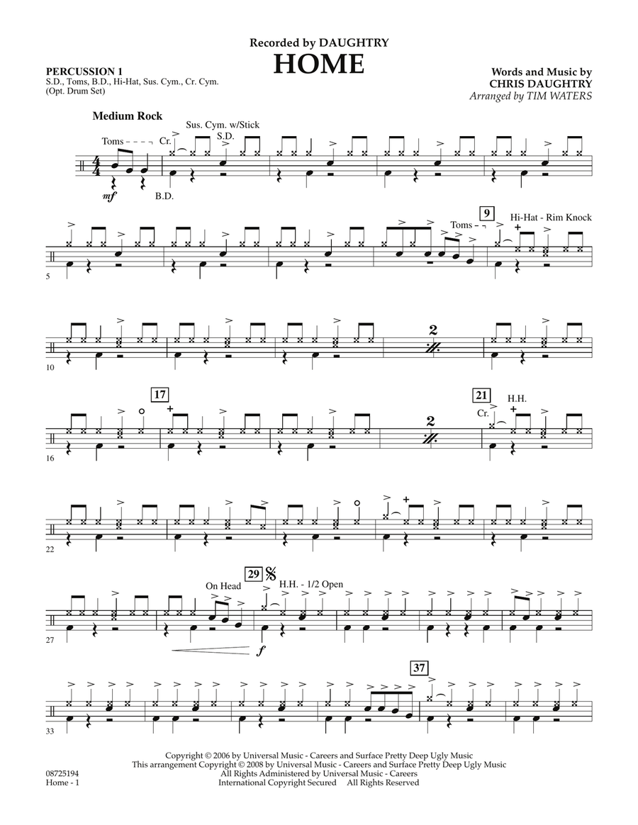Home - Percussion 1 Home - Percussion 1 Concert Band scores gallery preview page 1