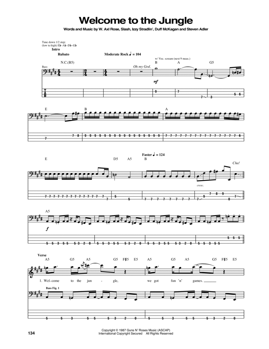 Welcome To The Jungle Guitar Tablature scores gallery preview page 1