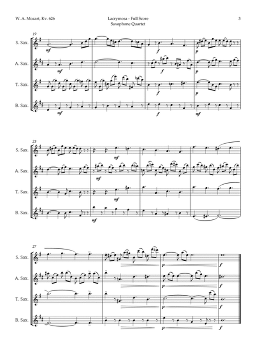 Lacrymosa by Mozart for Saxophone Quartet image number null