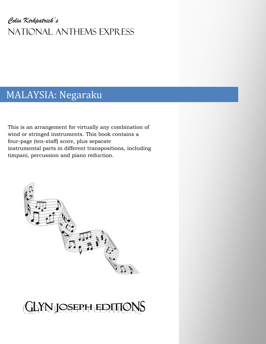 Malaysia National Anthem: Negaraku (My Country) Large Ensemble scores gallery preview page 1