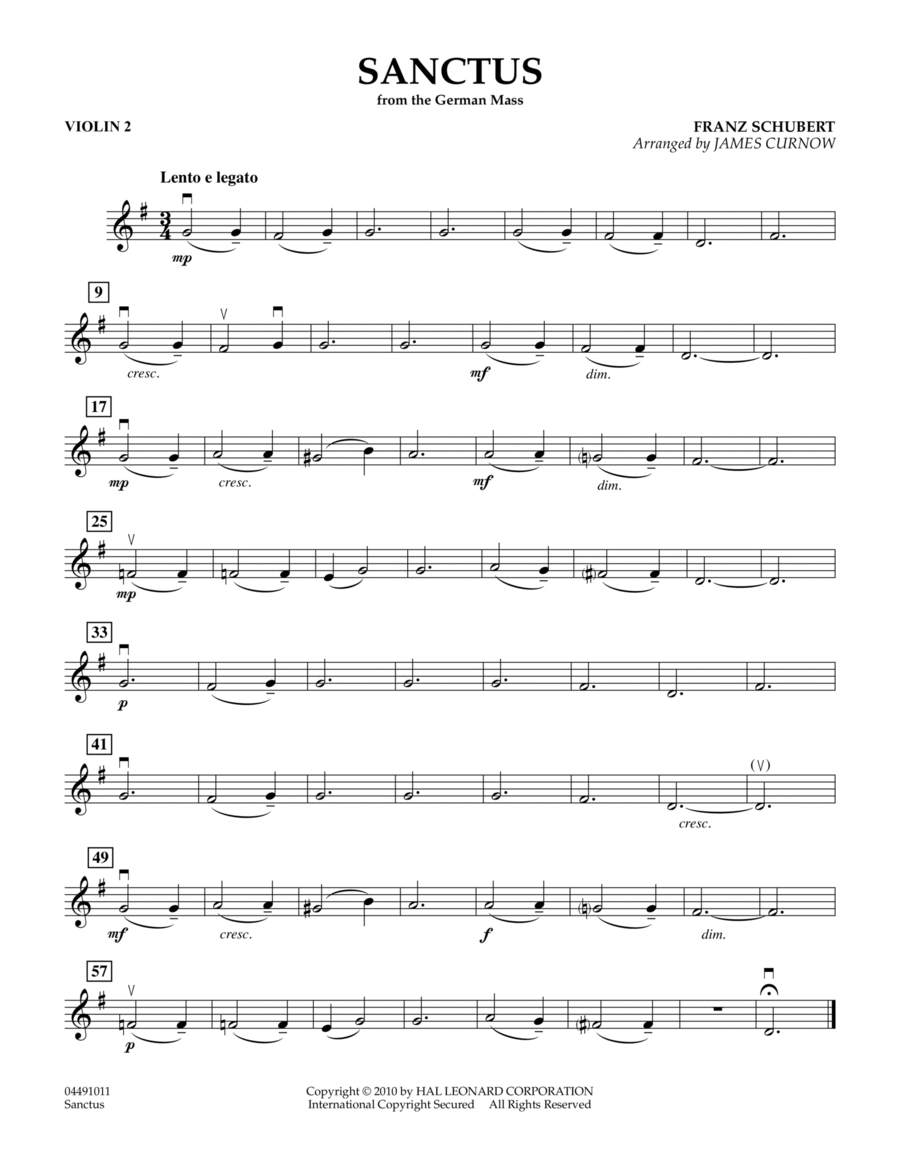Sanctus (from German Mass) - Violin 2 Violin scores gallery preview page 1
