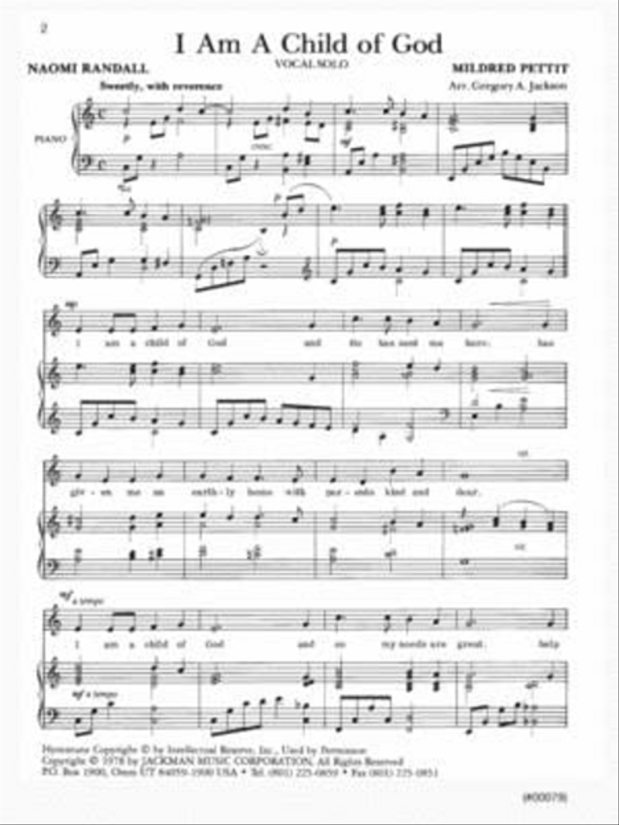 I Am a Child of God - Vocal Solo Voice Solo scores gallery preview page 2