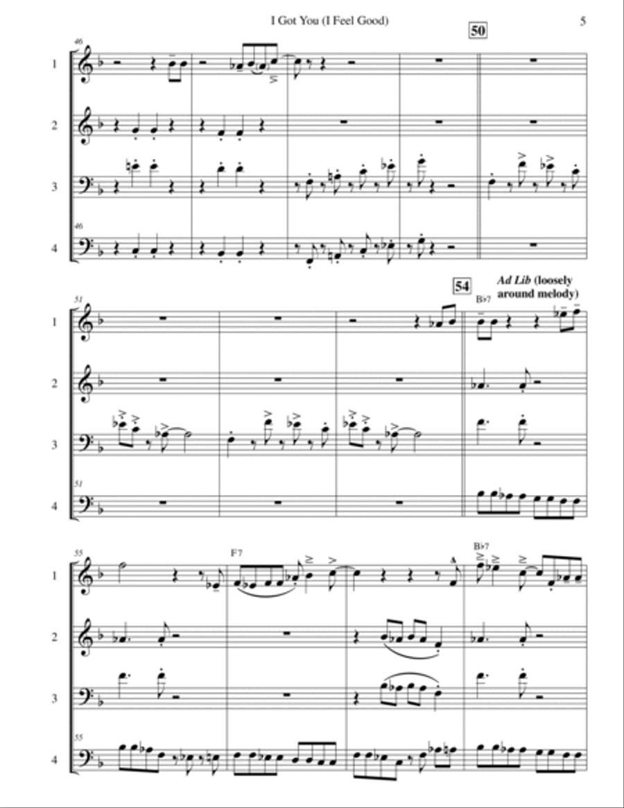 I Got You (i Feel Good) Brass Quartet scores gallery preview page 6