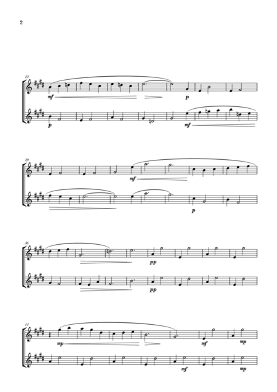 Gymnopédie no 1 | Soprano Saxophone Duet | Original Key |Easy intermediate Woodwind Duet scores gallery preview page 2