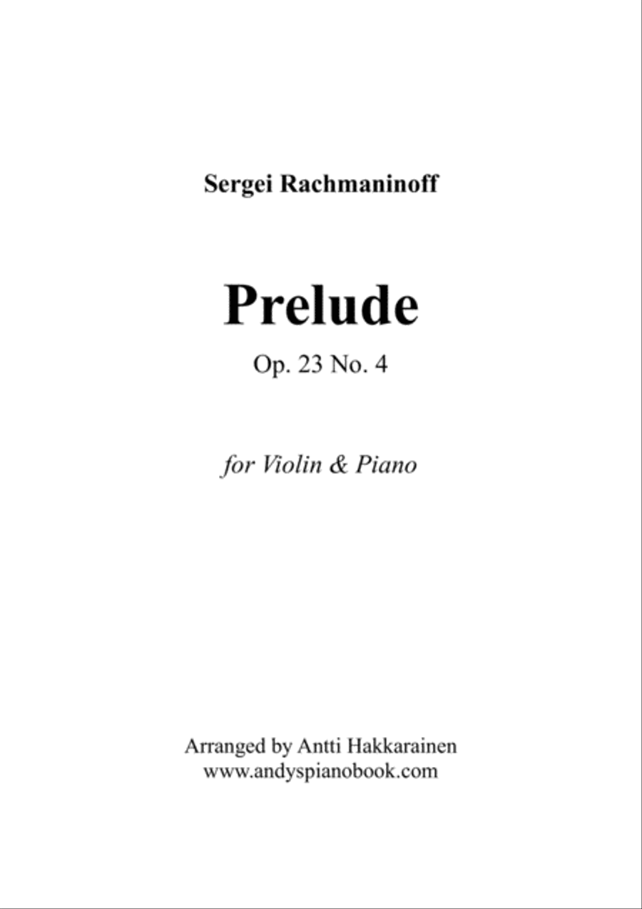 Prelude in D, Op. 23 No. 4 - Violin & Piano Violin Solo scores gallery preview page 1