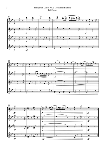 Hungarian Dance No. 5 by Brahms for Flute Quartet image number null