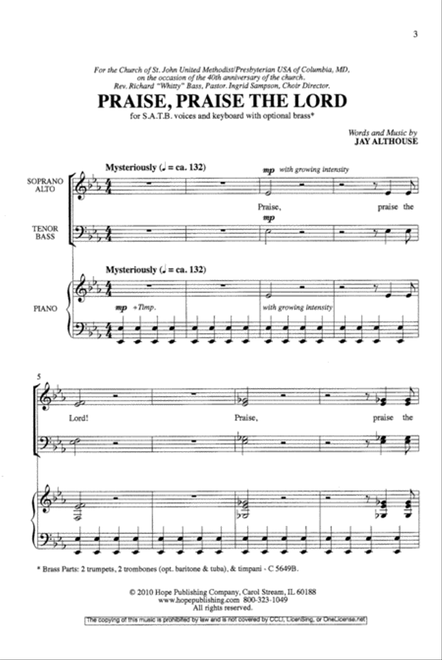 Praise, Praise the Lord 4-Part scores gallery preview page 2