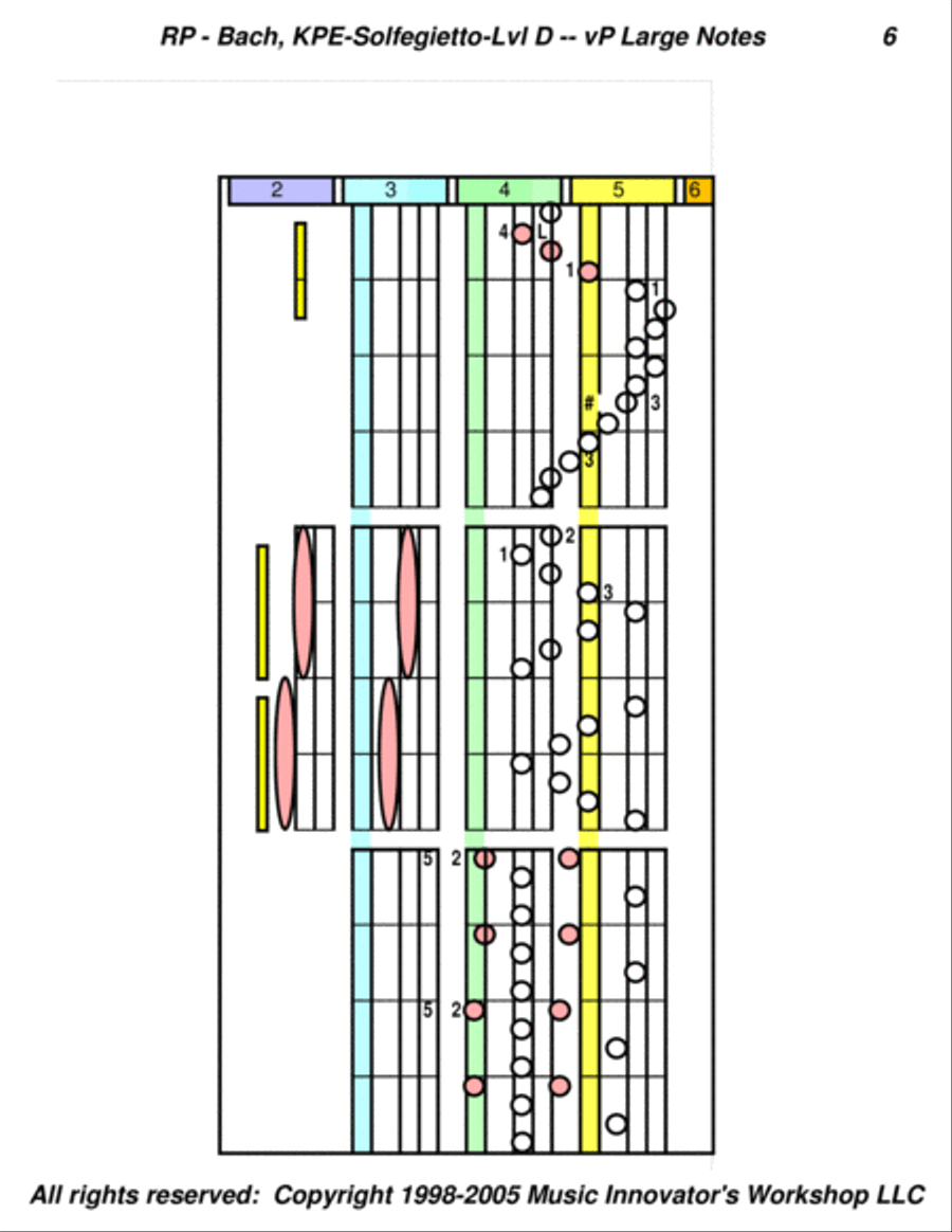 CPE Bach - Solfegietto - Large Note Version - (Key Map Tablature) Piano Solo scores gallery preview page 6
