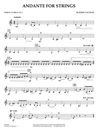 Andante for Strings - Violin 3 (Viola Treble Clef)