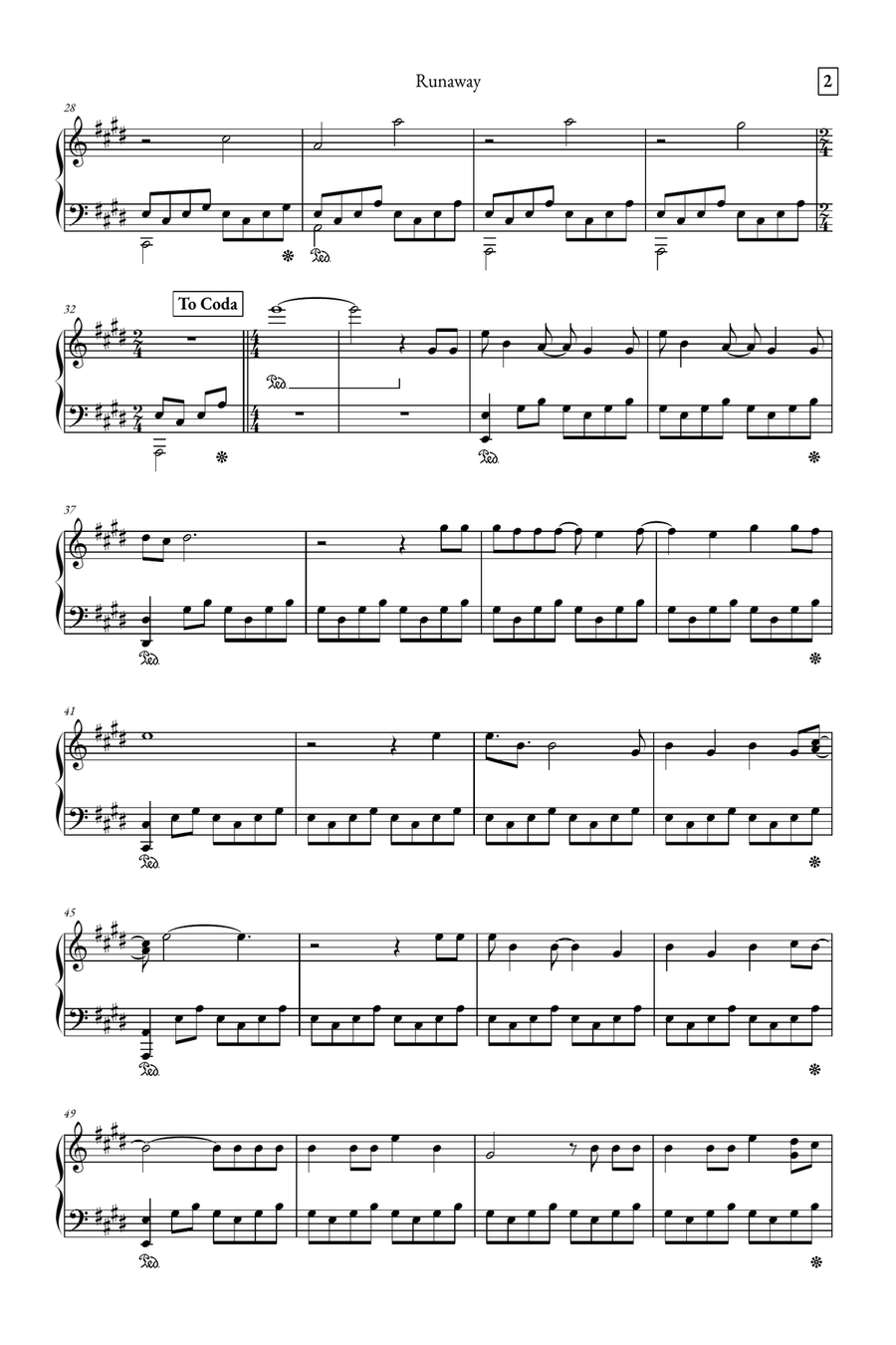Runaway Easy Piano scores gallery preview page 2