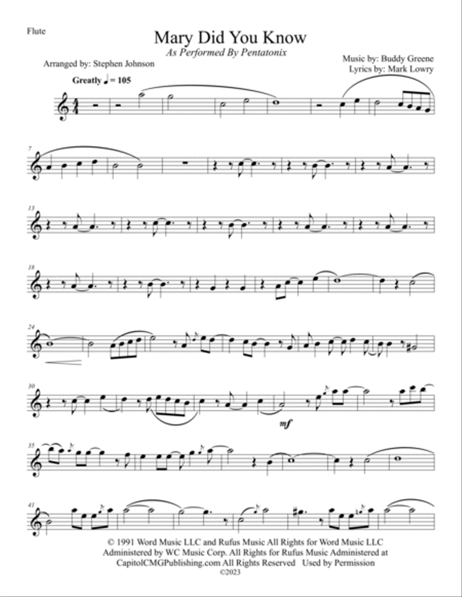 Mary, Did You Know? Woodwind Quintet scores gallery preview page 6