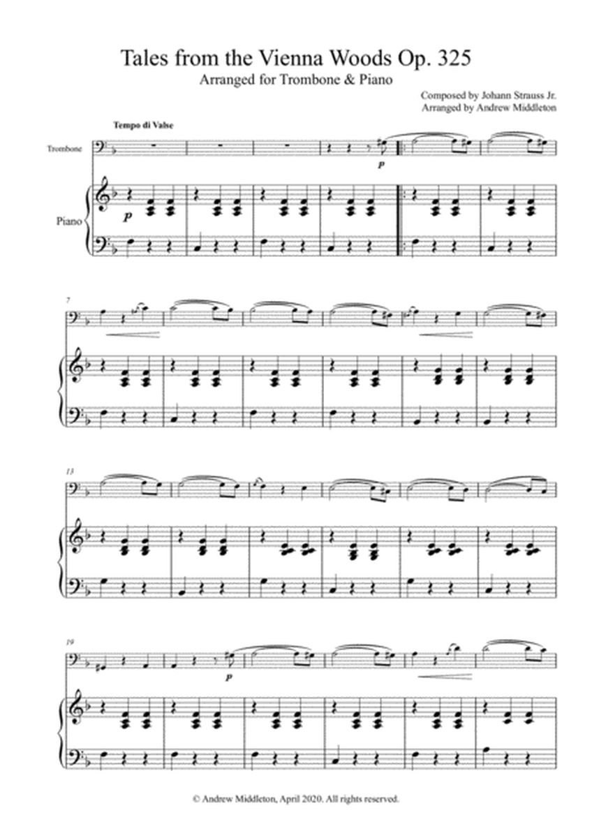 Tales from the Vienna Woods arranged for Trombone and Piano image number null