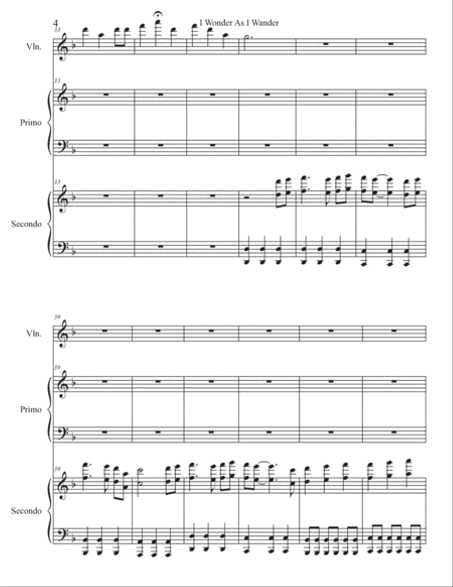 I Wonder As I Wander 1 Piano, 4-Hands scores gallery preview page 4