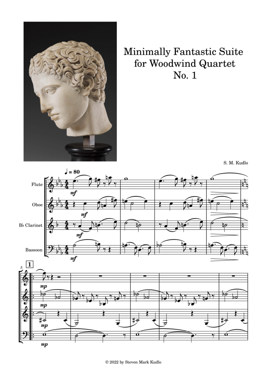 Minimally Fantastic Suite for Woodwind Quartet No. 1 Woodwind Quartet scores gallery preview page 1