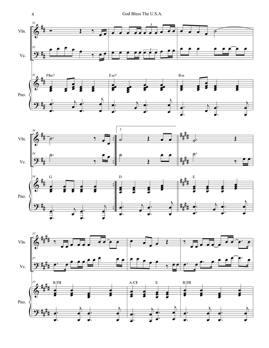 God Bless The U.S.A. Piano Trio scores gallery preview page 4